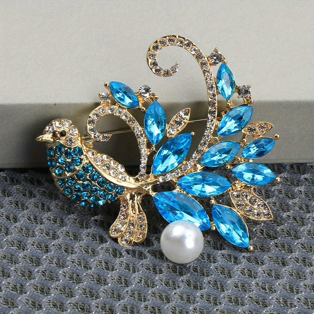 Ayollar moda aksessuarlari uchun sun'iy marjonlar va rhinestones bilan hayvon brosh pin