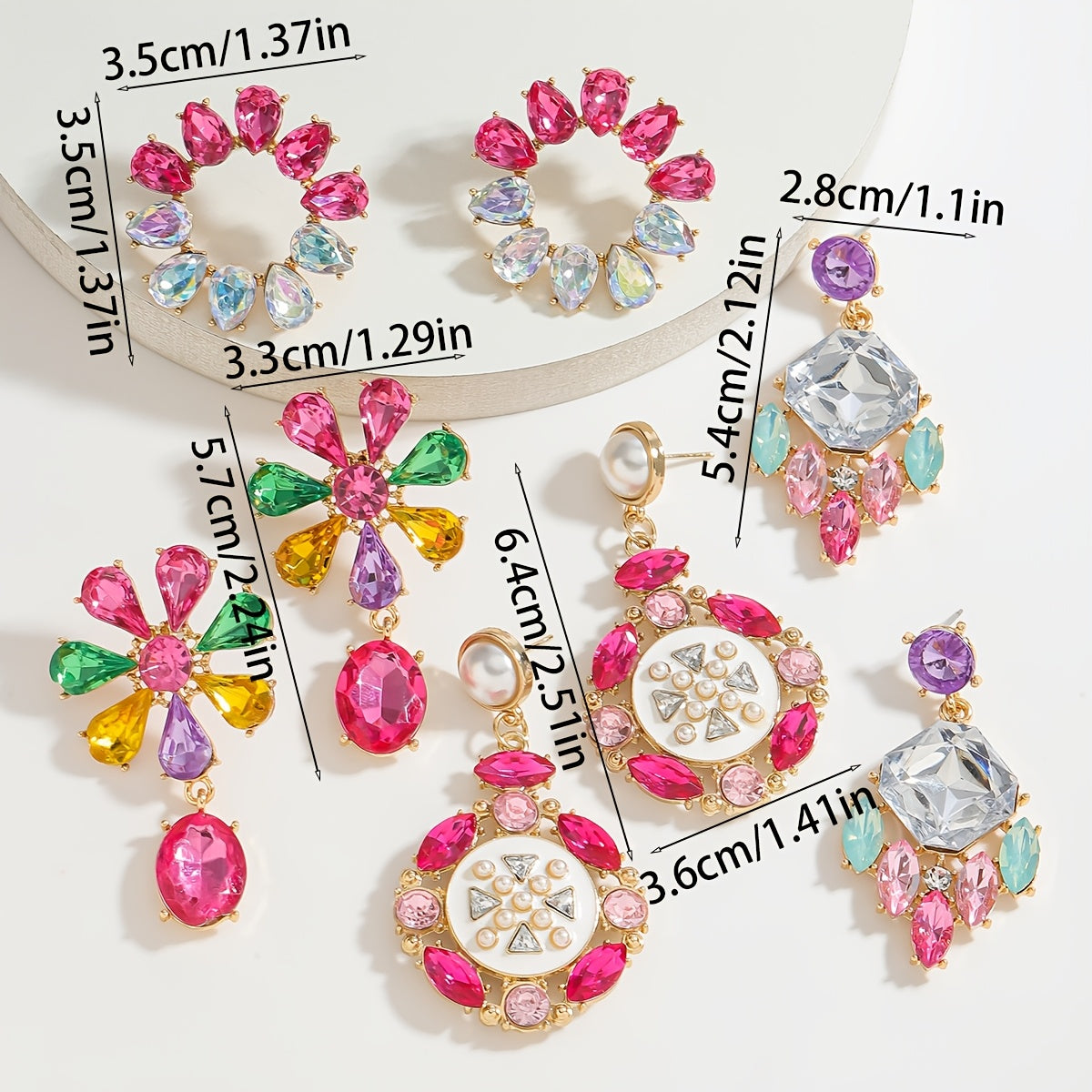 Women's Rhinestone Floral Drop Earrings Alloy Dangles Stainless Steel Posts for Parties and Gifts