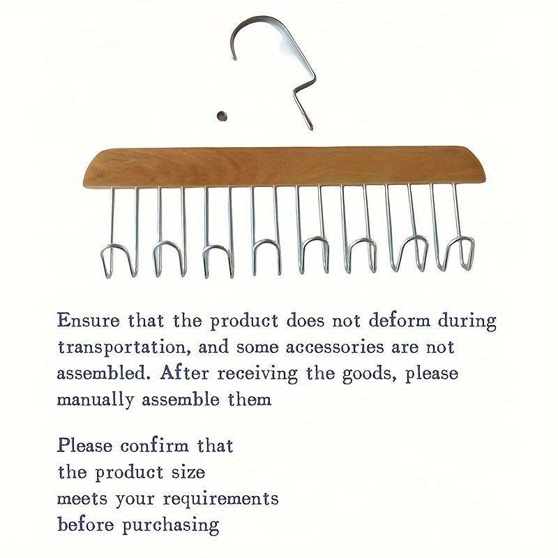 Wooden Clothes Hanger with 8 Wave Hooks for Bras and Accessories Unfinished