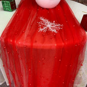 Romantic Pearl Lace Table Runner for Weddings Bridal Showers Elegant Decor