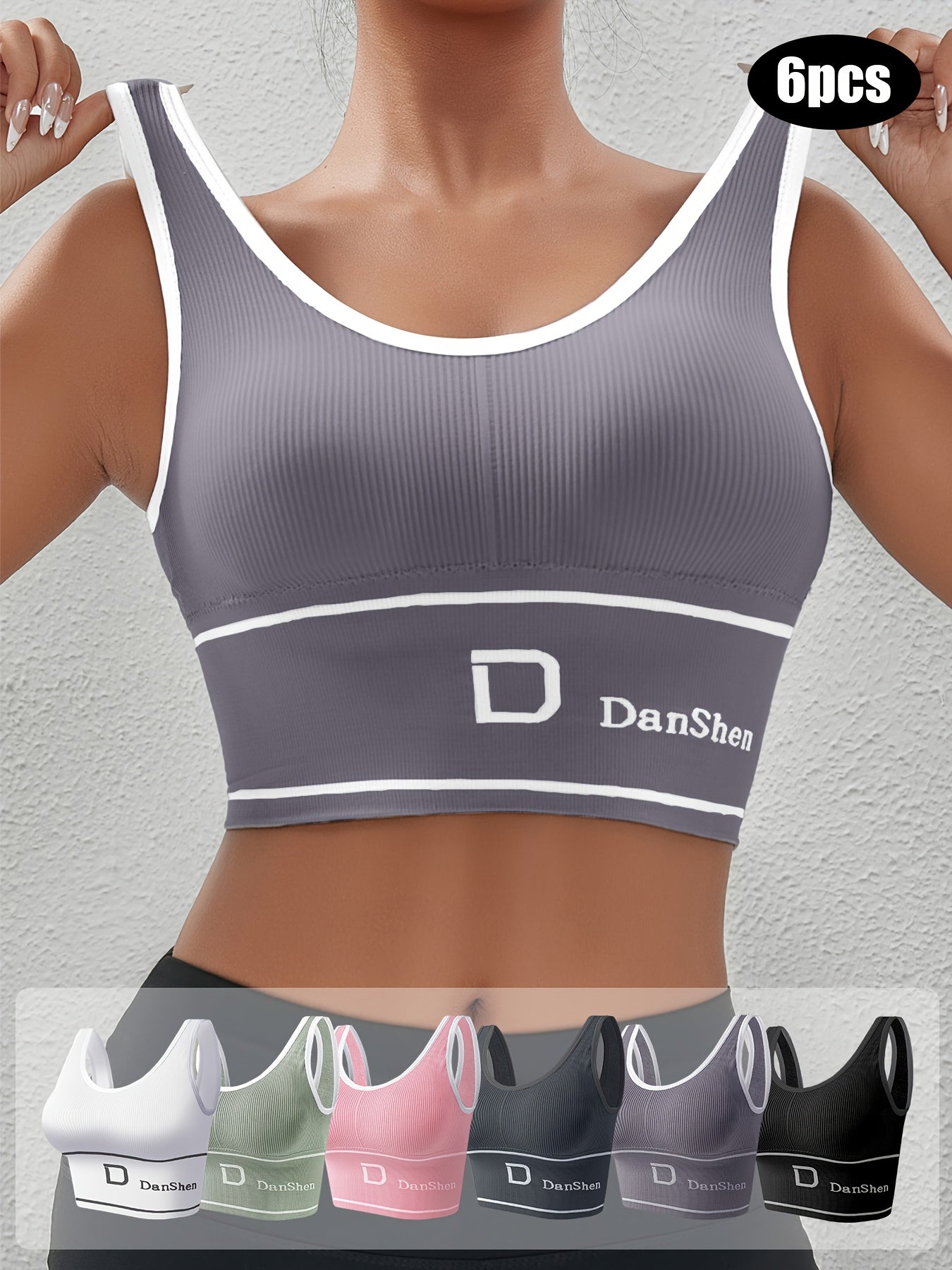 Women Sports Bra Tank Top Set Wire-Free Padded High Elasticity for Yoga Running