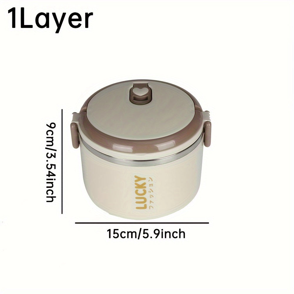Insulated Stainless Steel Lunch Box with Lid and Handle Leak-Proof Thermal Food Container for School Office Camping