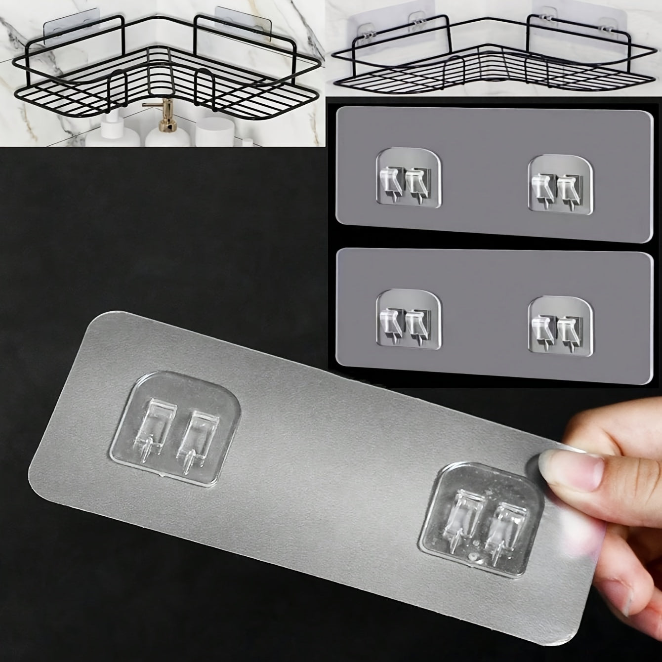 Pack de 5 soportes de plástico transparente para estantes para almacenamiento en baños y cocinas montados en la pared