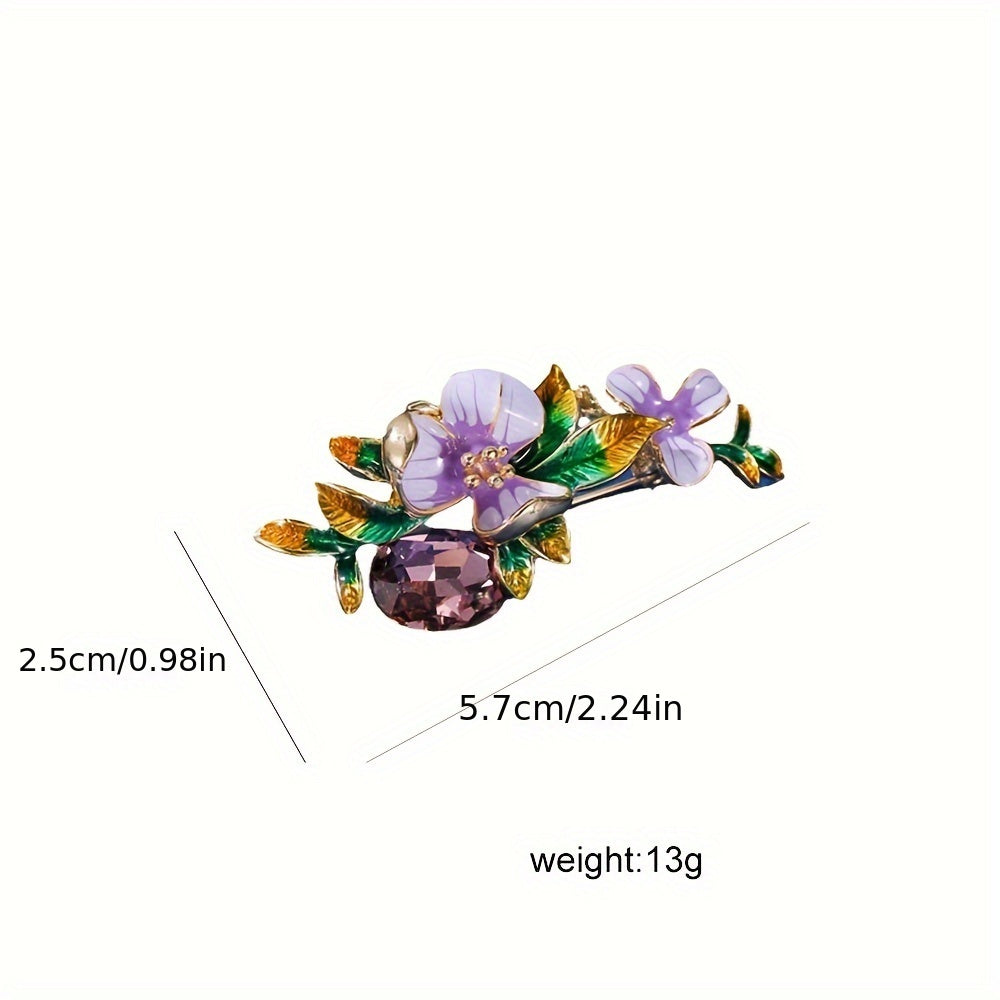 Elegant Iris Flower Brooch Pin Alloy Jewelry with Oil Drop Finish for Suits and Collars
