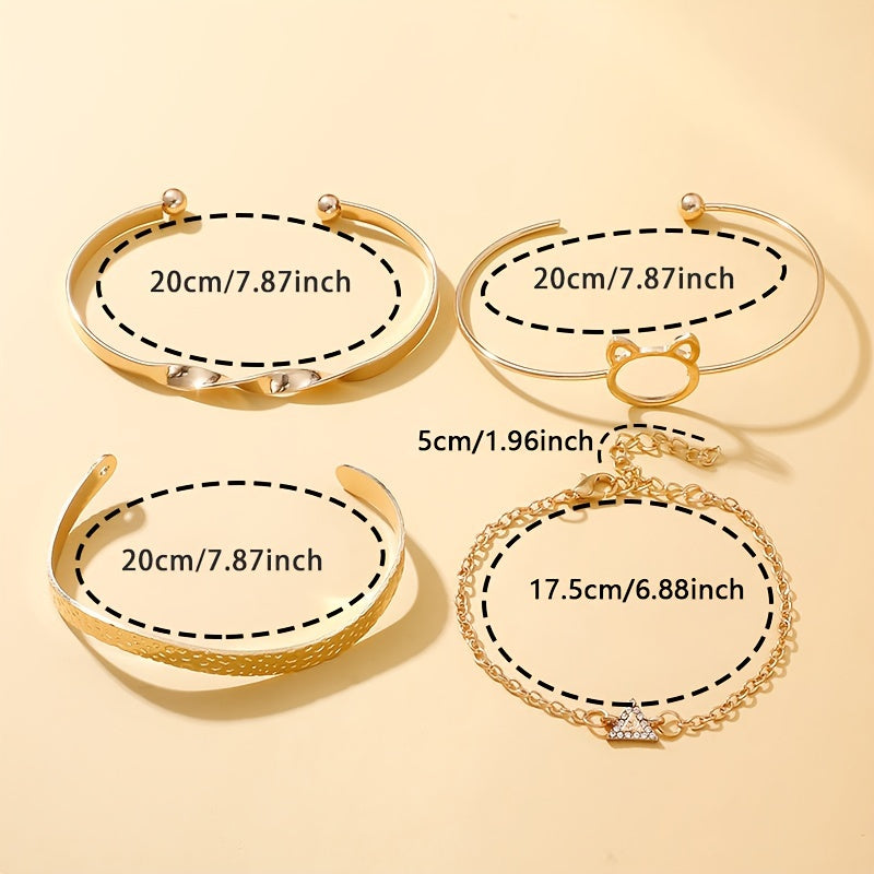 5 ta ayollar uchun quarts soatlari to'plami, rhinestone aksentlari va charm kamarlar bilan