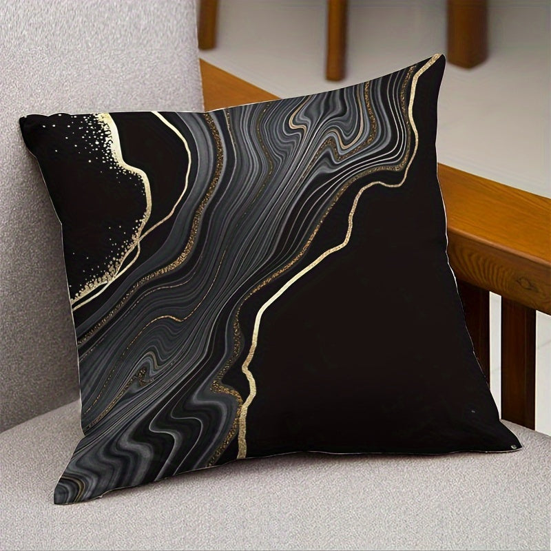 Black and Gold Pillow Covers 44.98 cm Square Durable Washable for Couch Decor