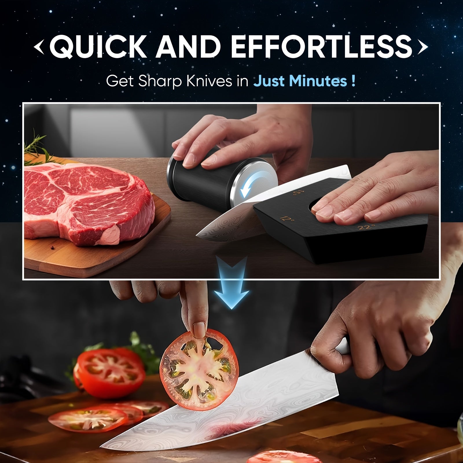 Afilador manual de pentágono con ángulos ajustables de 12/15/17/19/22 grados, soporte magnético para cuchillas, negro