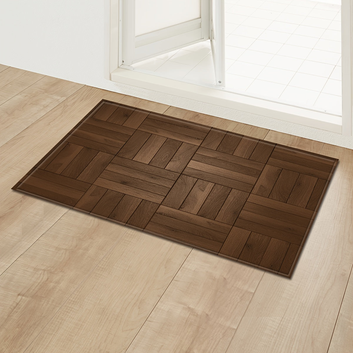 Qorong‘u yog‘och yog‘ochli kirish matosi, so‘riladigan uzun chiziqli, sirpanmaydigan pol matosi