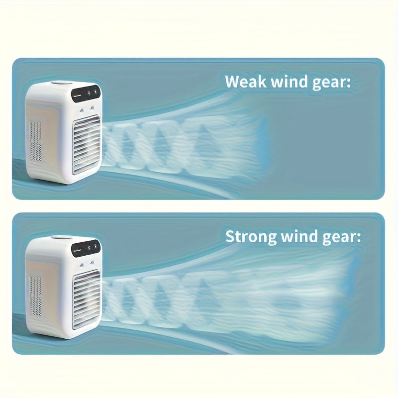 Portable White Desktop Air Cooler Humidifier Misting Fan Rechargeable Battery Office Dorm Home