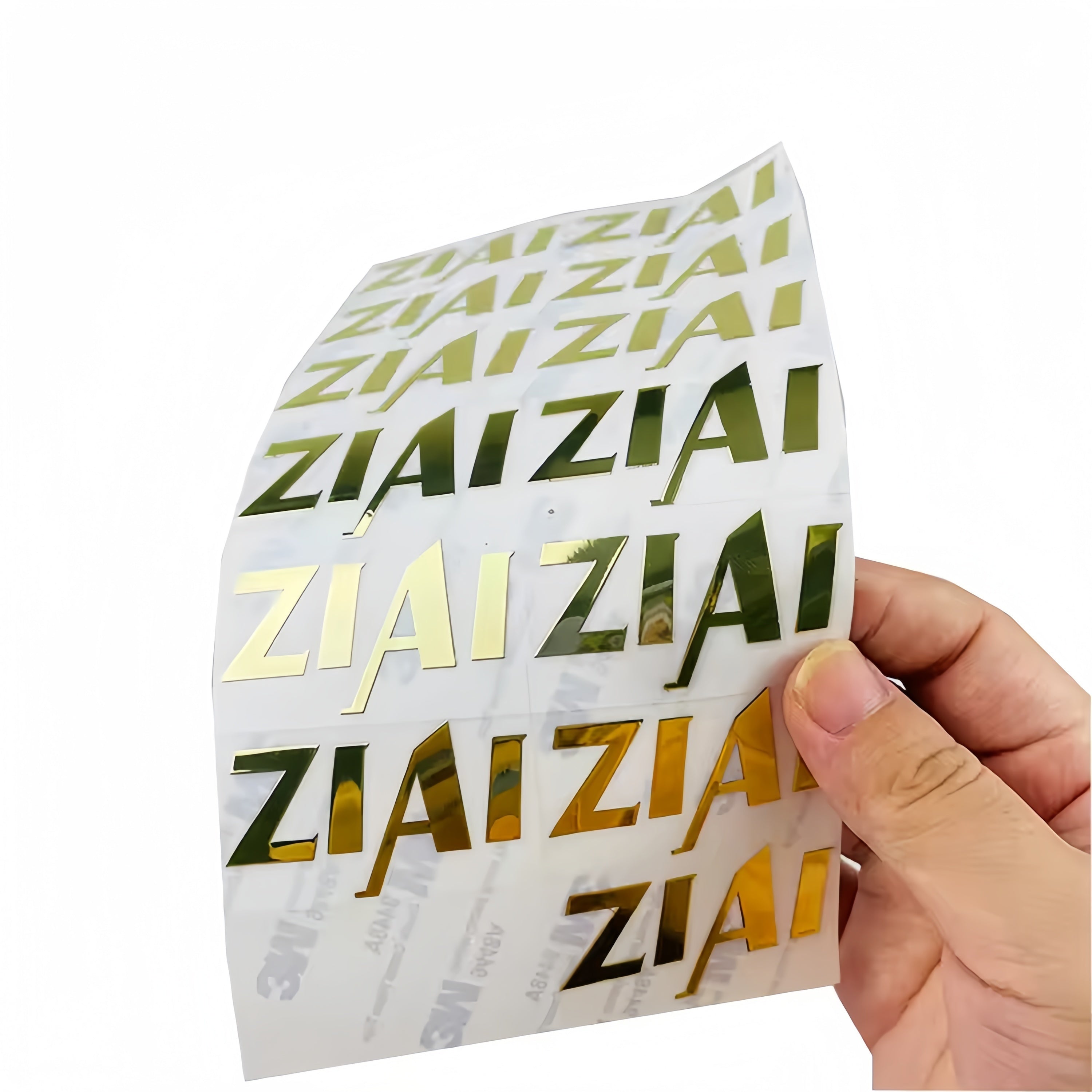 Maxsus elektroplatlangan yorliqlar, stikerlar, logotiplar, 50 ta set, oltin, kumush, 1.6-2 dyuym