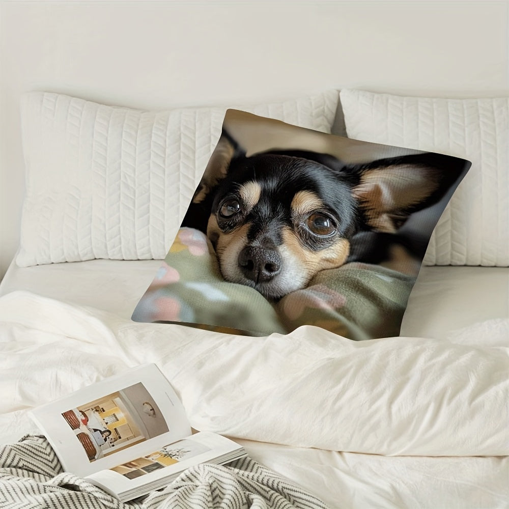 Chihuahua Print Throw Pillow Cover Reversible Polyester Decorative Cushion for Sofa Bed Car