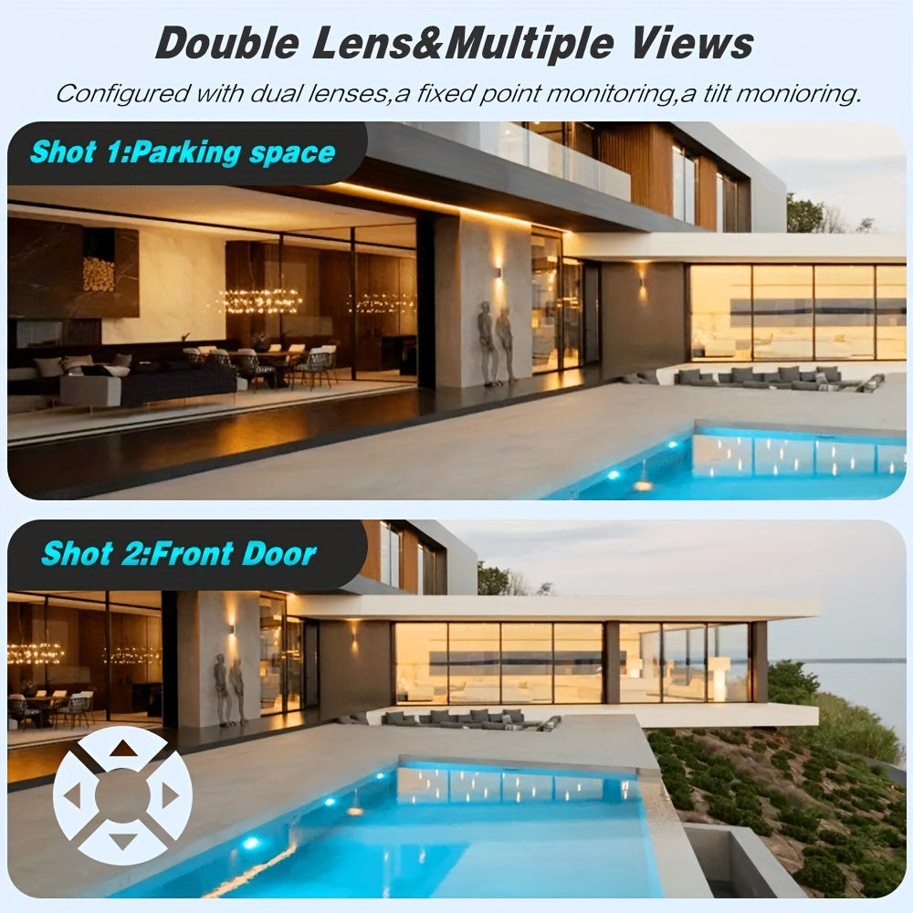 4K Dual-Lens WiFi Security Camera with Night Vision Motion Detection and Two-Way Audio