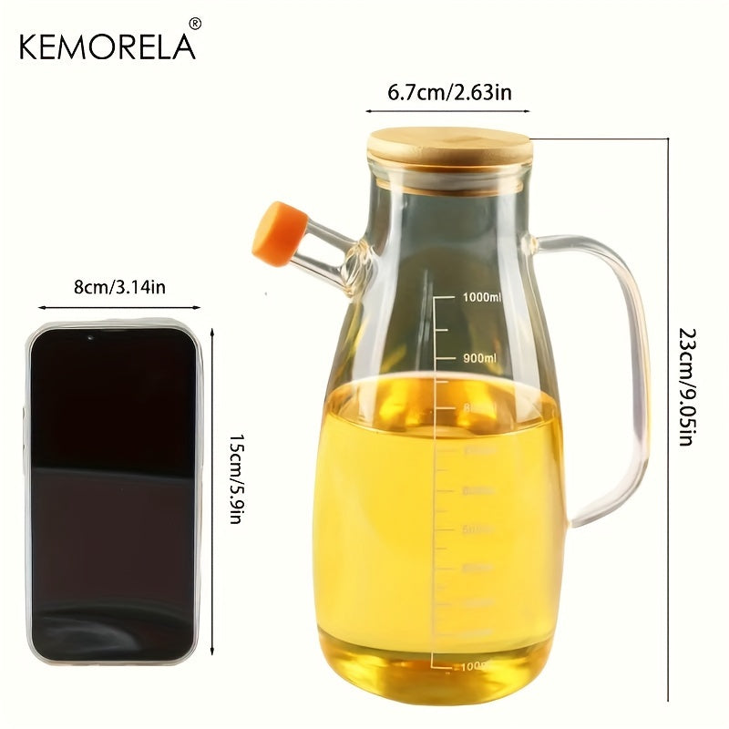 Glass Olive Oil Dispenser Leak-Proof Condiment Bottle with Measurements Rectangular Shape