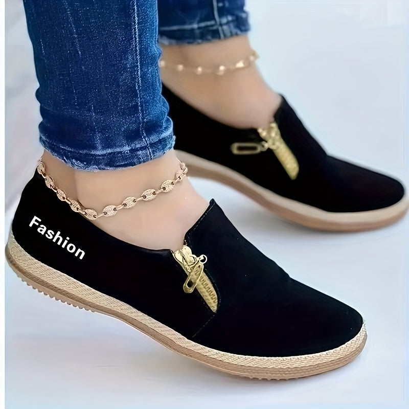 Zapatos de mujer tipo Mary Jane negros con cremallera y correa de cadena