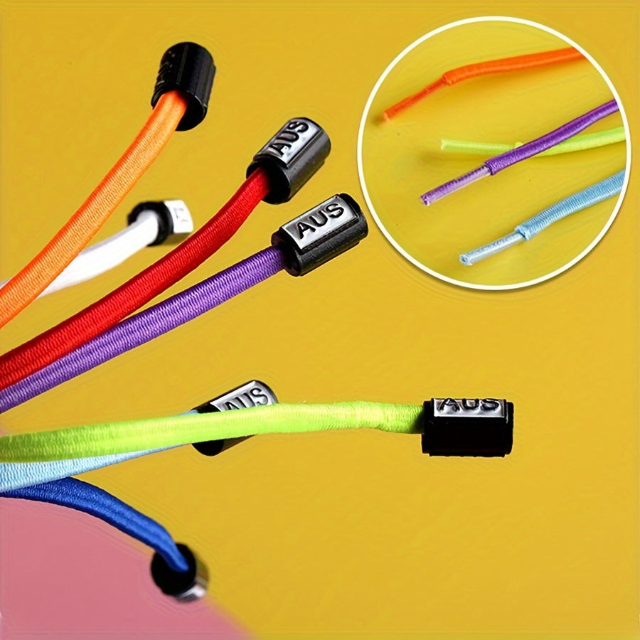 Unisex Elastic Flat Round Shoelaces Quick Lacing System for Sneakers