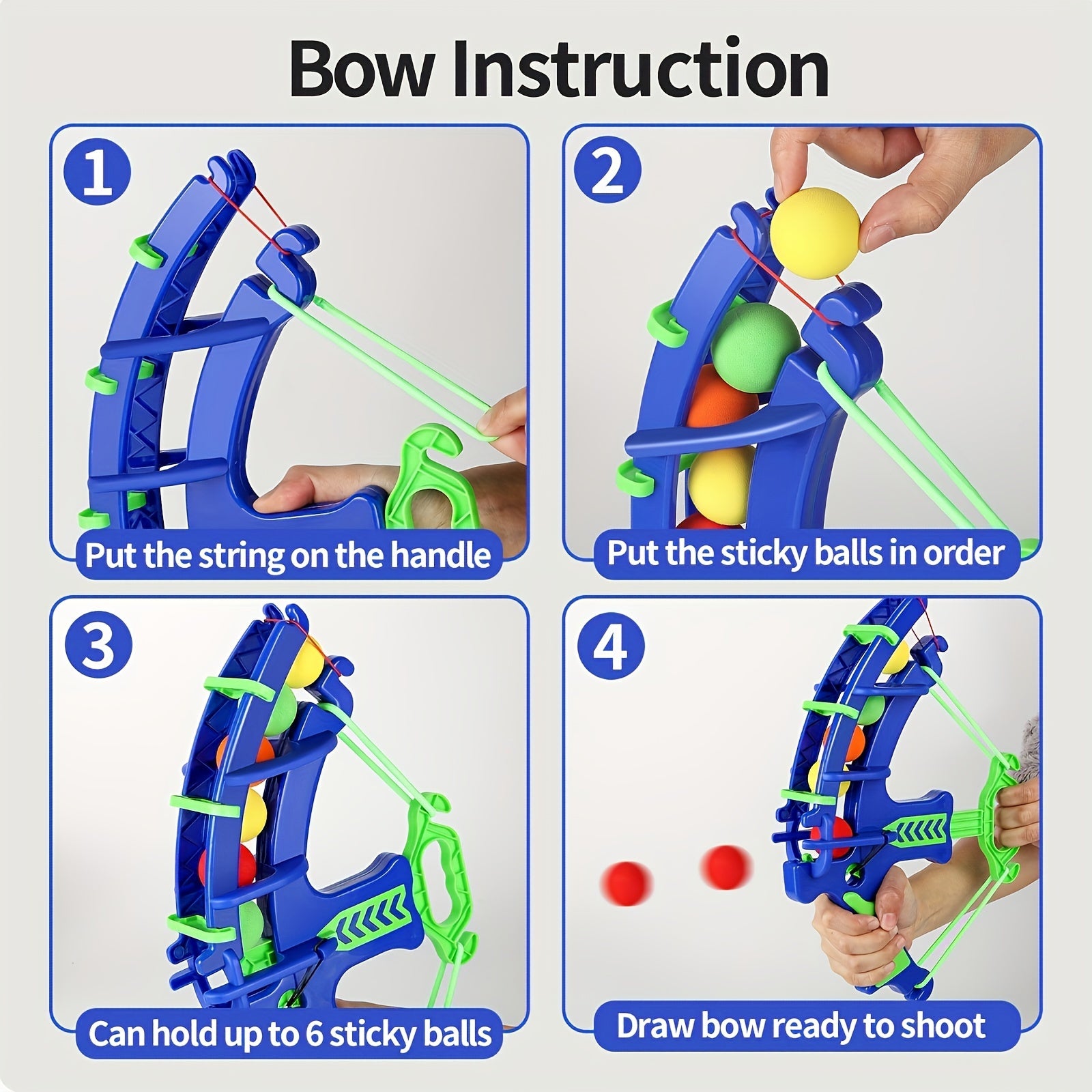 Set of 6/12 Blue Bow and Arrow Shooting Game Toys for Kids Educational Soft Bullet Target