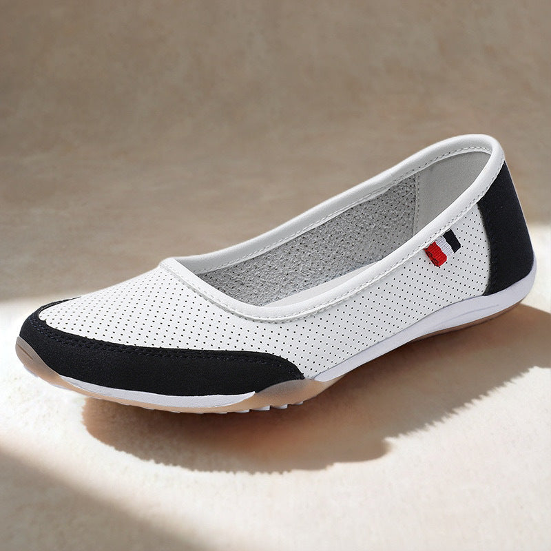 Women's Lightweight Breathable Slip-On Sneakers Black Gray Non-Slip Rubber Sole