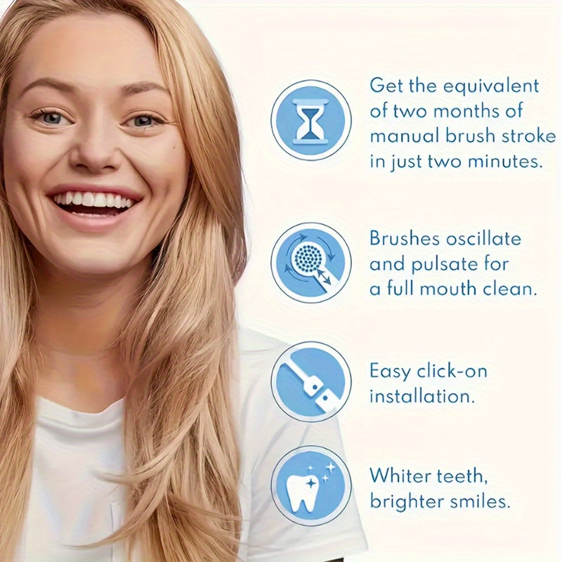 Electric Toothbrush Set with 8 Soft Nylon Replacement Heads Rechargeable Lithium Battery USB Charging Timer Beep Alert for Adults