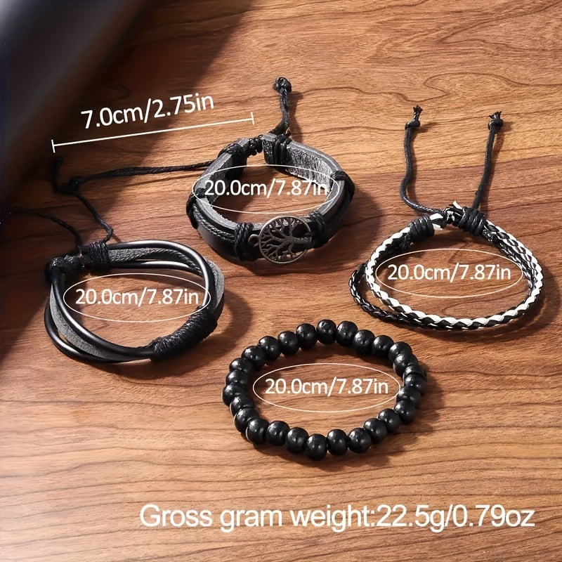 Men's Quartz Watch Set with Stainless Steel Band and Simple Bracelets Stylish Round Dial Date Display Gift for Men