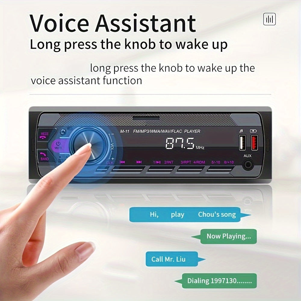 Reproductor de MP3 para coche de 12V con control remoto, radio FM, USB, SD, AUX y control por voz