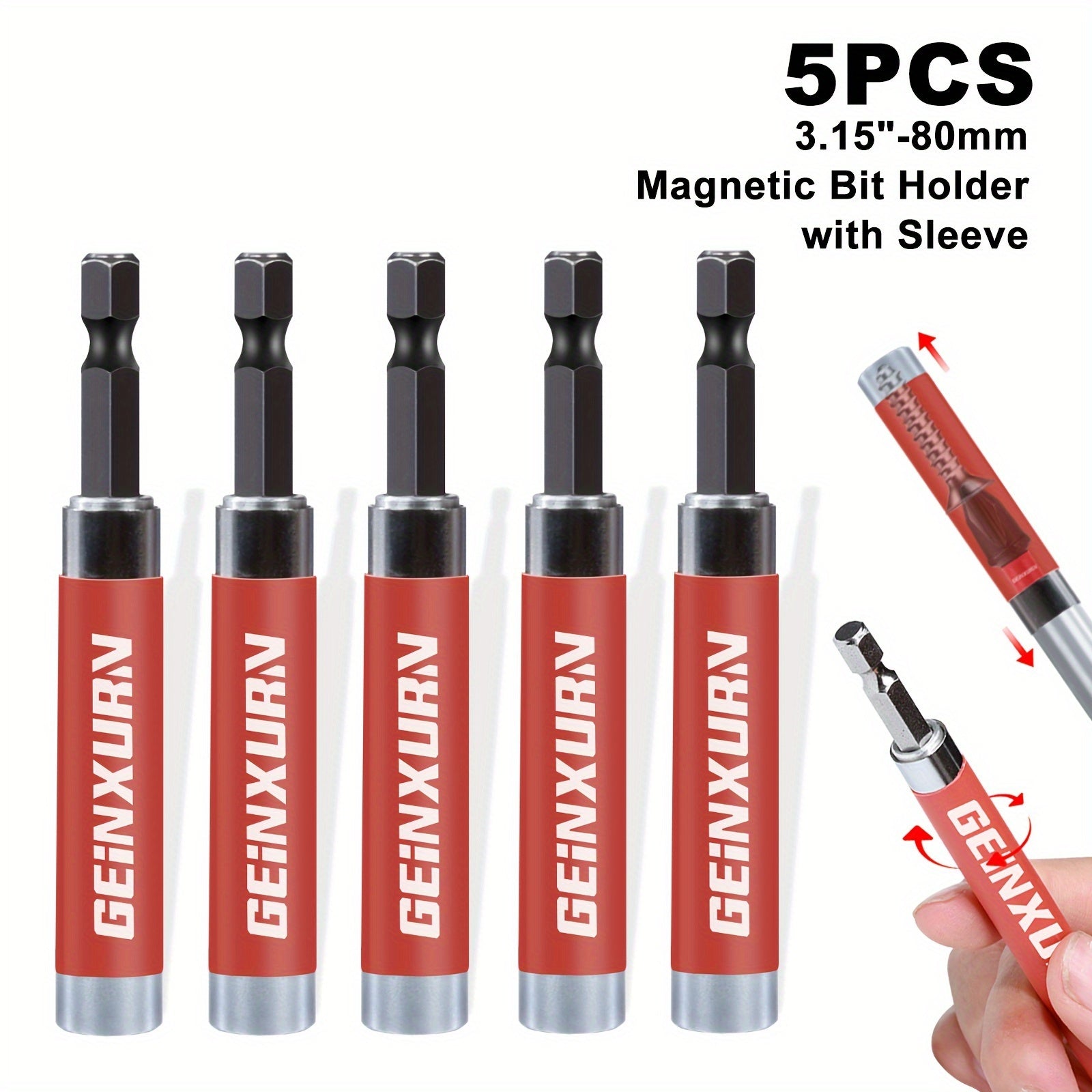 Magnetic Bit Holder Set Chrome Vanadium Steel Hex Head Red White Black 1/2/3/5/12pcs