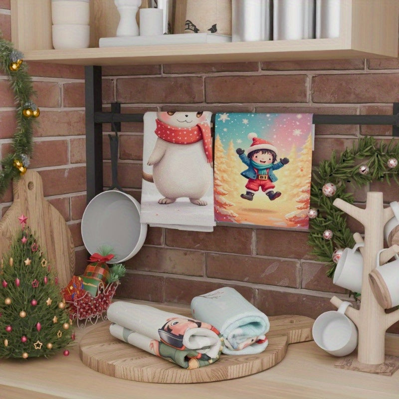 Set of 4 Christmas Kitchen Towels 45x66cm Holiday Decor Gift