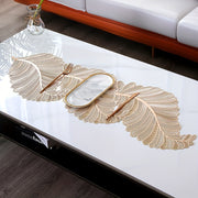 Gold Table Flag with PVC Leaf Design Heat-Resistant Anti-Slip for Coffee Tables 1 Piece