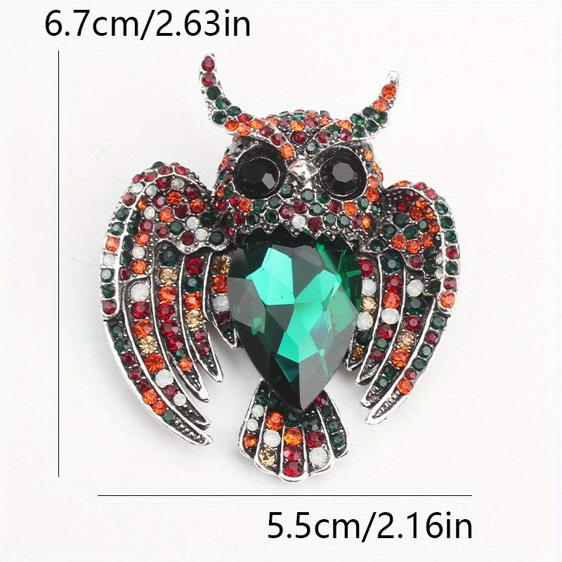 Vintage Owl Brooch Rhinestones Irregular Shape Fashion Accessory