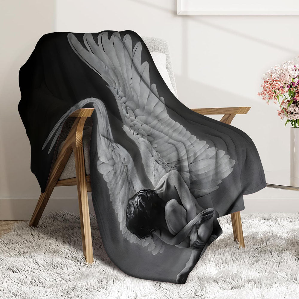 Fallen Angel Wings Print Flannel Throw Blanket Hypoallergenic Soft Warm All-Season