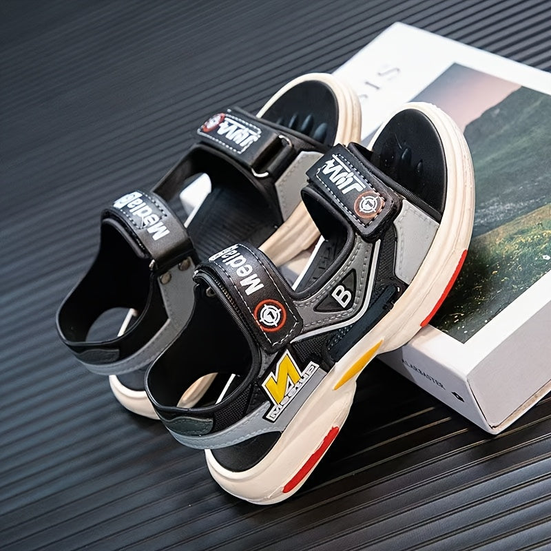 Boys Summer Sandals Lightweight Non-Slip Thick Sole Cartoon Letter Print Casual Shoes