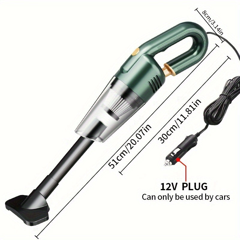 12V Car Vacuum Cleaner with Extended Cable and Accessories Strong Suction Quiet Efficient
