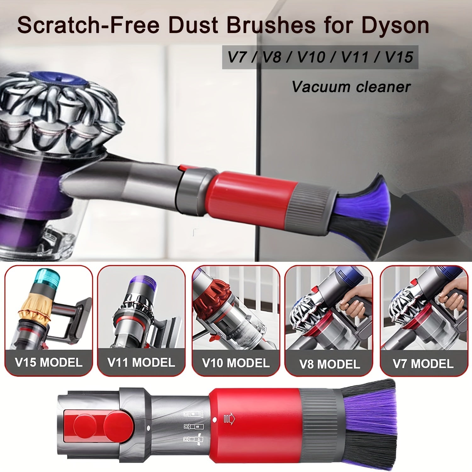 Dyson V15 V11 V10 V8 V7 changyutgichi uchun chang cho'tkasi, chizishsiz tozalash uchun mo'ljallangan, chang va axlatga nisbatan yumshoq, lekin samarali.