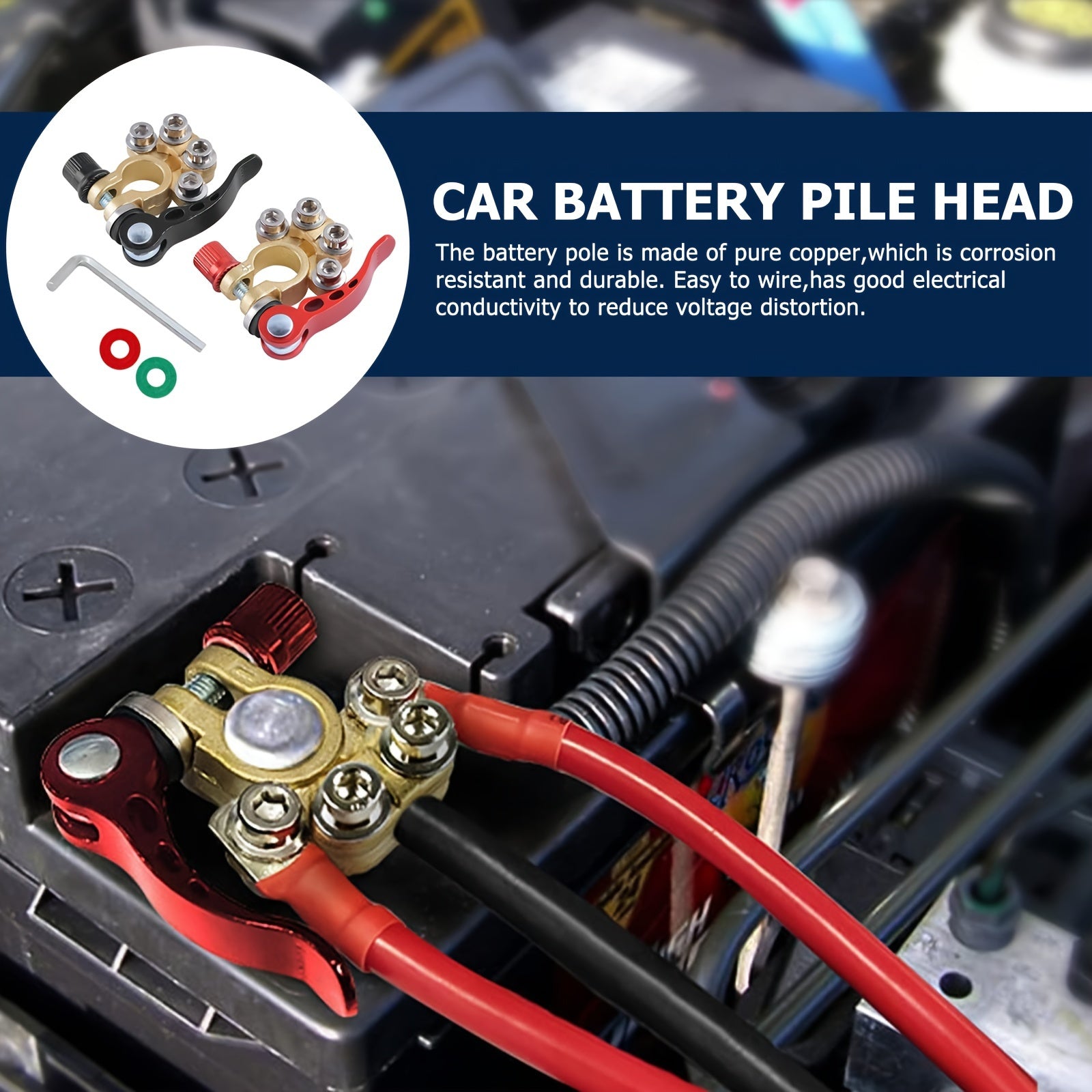 2PCS Zinc Alloy Car Battery Terminal Disassembly Clip Multi-hole Connector