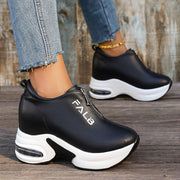 Women's Fashion Sneakers with Air Cushion Zipper Closure Solid Low Top Rubber Sole