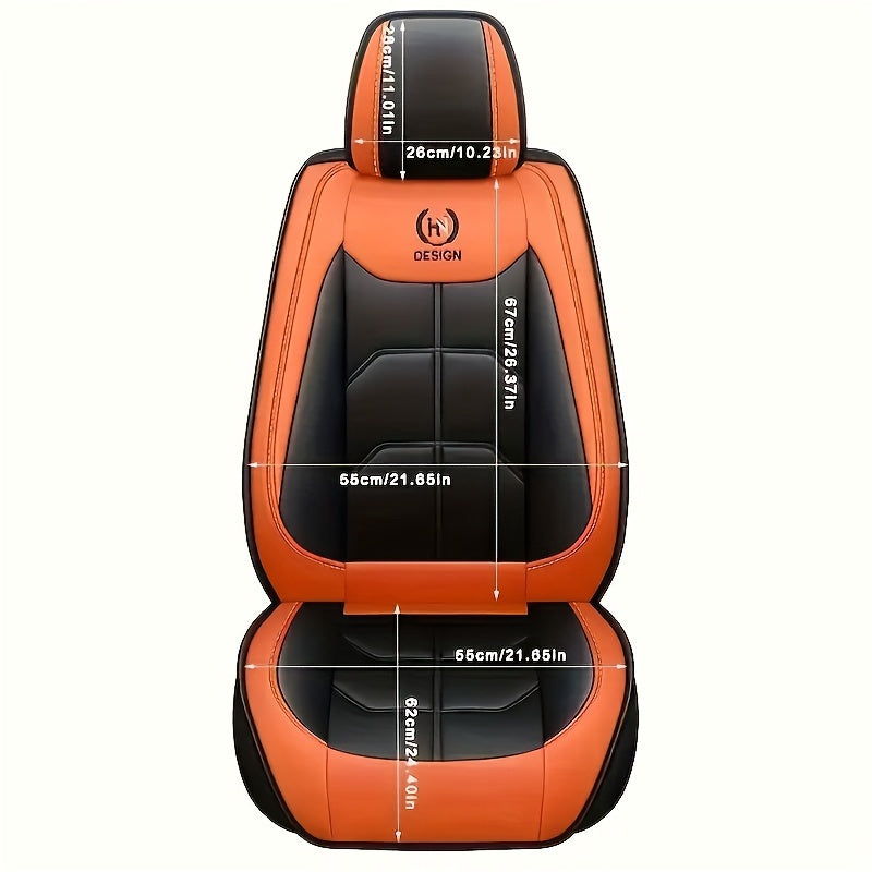 Черные чехлы из искусственной кожи для передних сидений автомобиля с красной прострочкой