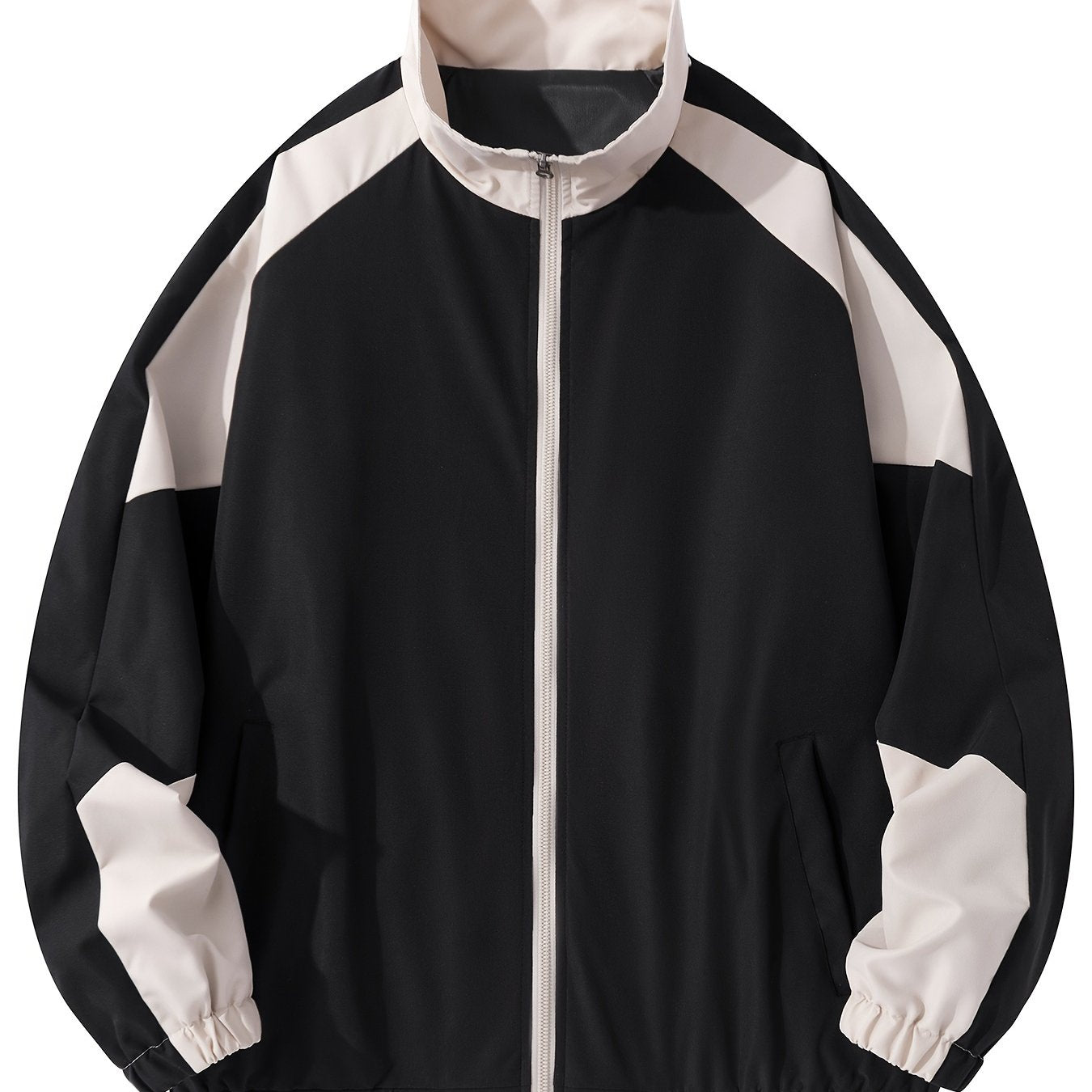 Chaqueta con cremallera de bloques de color para hombre, ligera, de poliéster, primavera y otoño, ropa urbana para exteriores