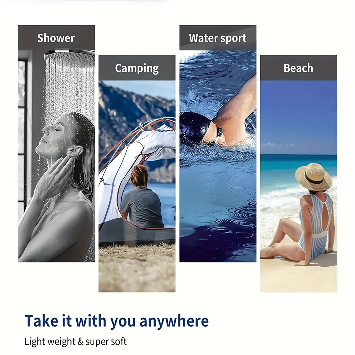 Beach Towel Absorbent Quick-Drying Lightweight Soft for Beach Swimming Camping Travel