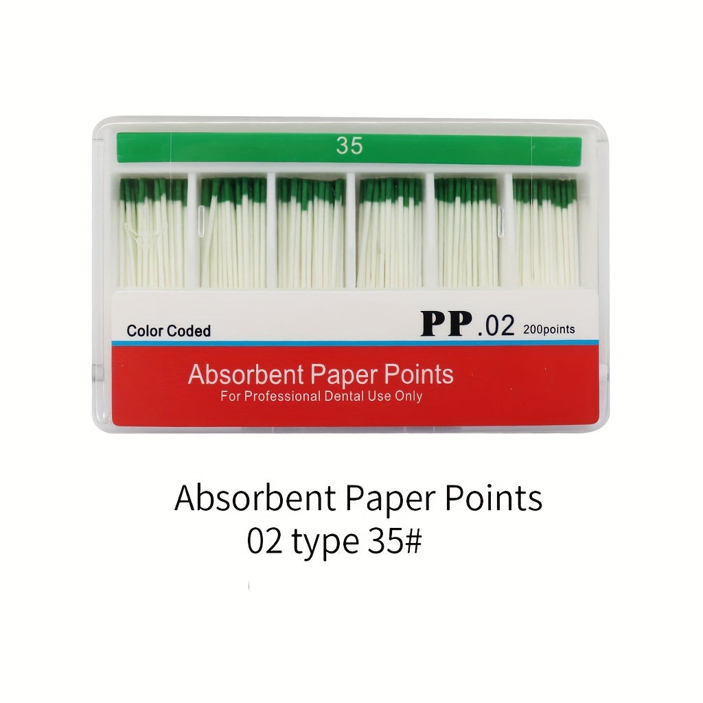 Absorbent Paper Points Set of 200 for Taper 02 Sizes 15 20 25 30 40