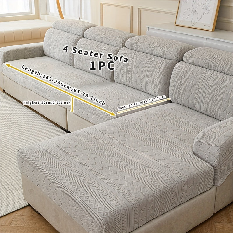 Qorong‘u kulrang chiziqli divan qopqog‘i, barcha mavsumlar uchun elastik uy himoyasi