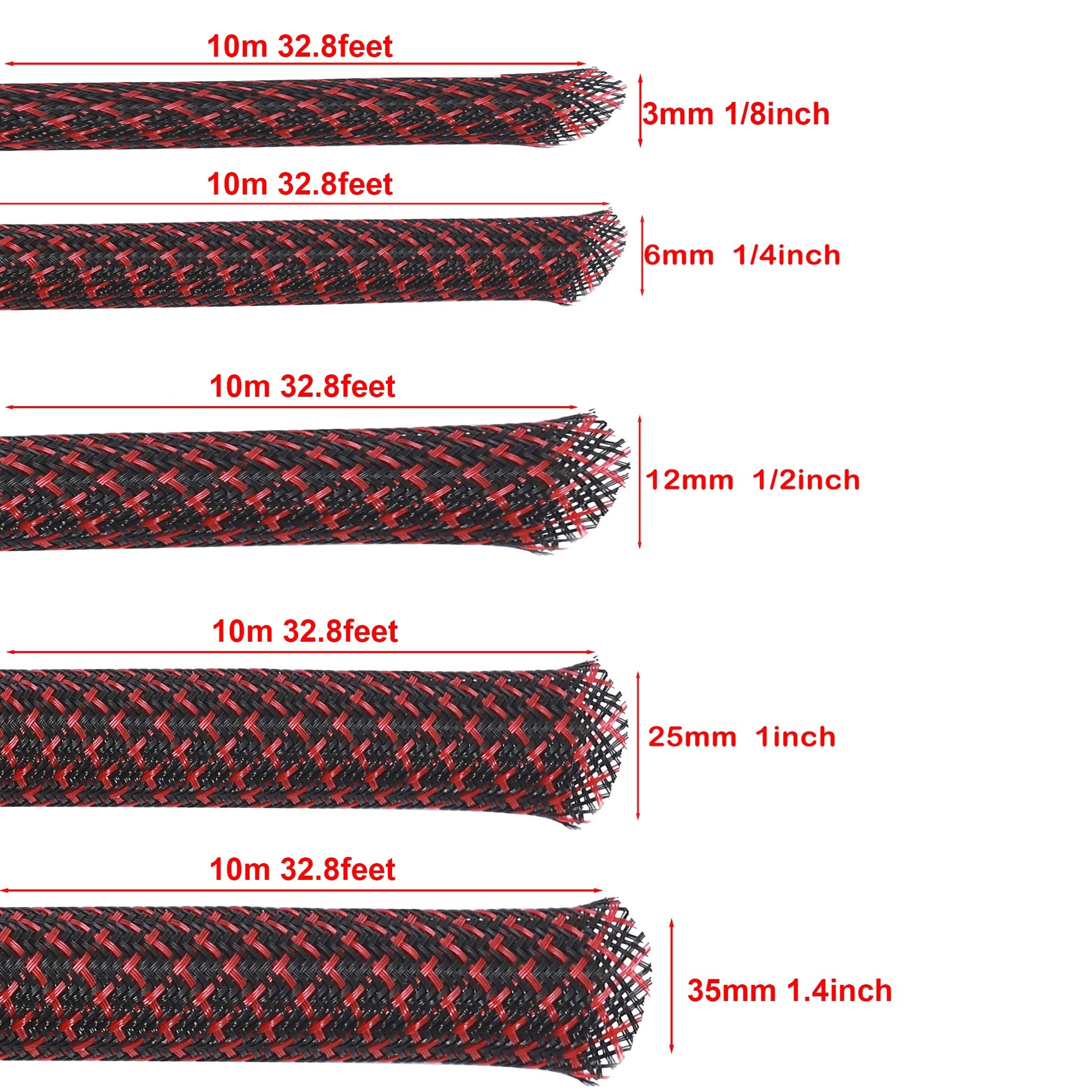 Kengaytiriladigan toʻqilgan kabellar uchun qopqoq 10M moslashuvchan izolyatsiyalangan simli quvurlar