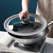 Tapa de vidrio templado con borde de silicona para ollas planas y sartenes de 20-28cm