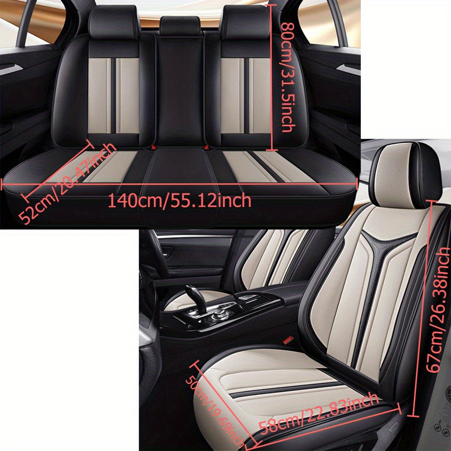Juego completo de fundas de asiento de coche de cuero PU transpirable universal