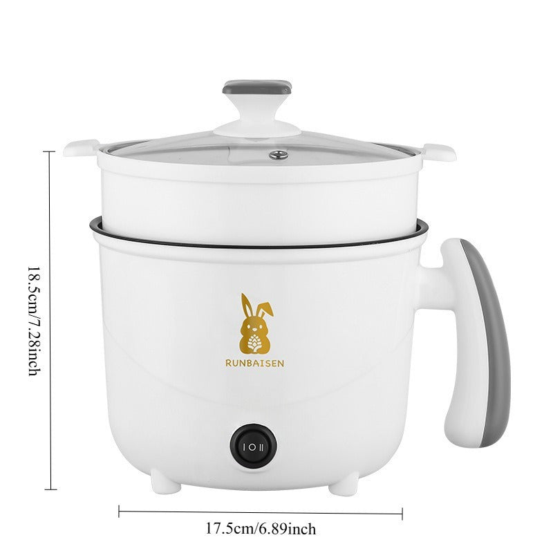 Yotoqxona, ofislar va karavonlar uchun elektr issiq qozon. Qaynatish, bug'lash, qovurish va qovurish uchun ko'p funksiyali. Yopishmaydigan yuzasi Evropa standarti rozetkasi bilan.