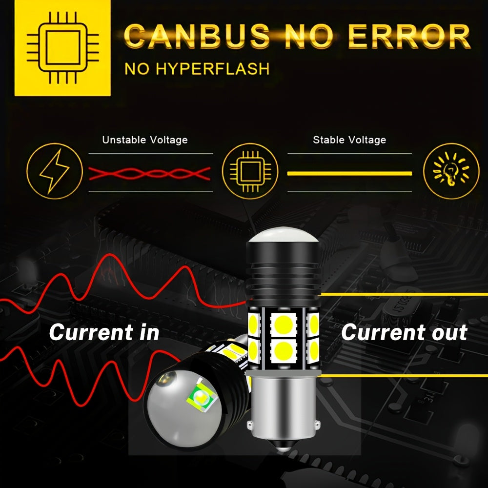 2 Pack White LED Brake Light Bulbs 1156 P21/5W Turn Signal Reverse