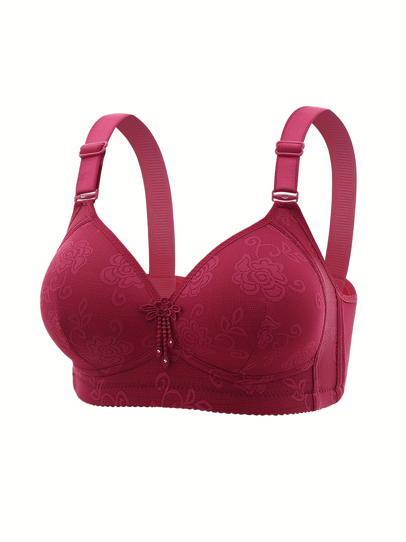 Women's Nylon Push Up Bras Wireless Non-Removable Padding Solid Color Knit Fabric