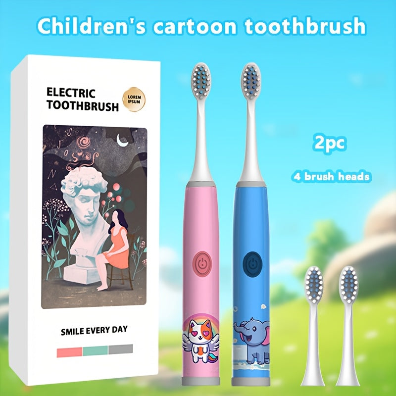 Детская электрическая зубная щетка для детей 3-15 лет, работает на батарейках, 3 цвета, мягкая для зубов