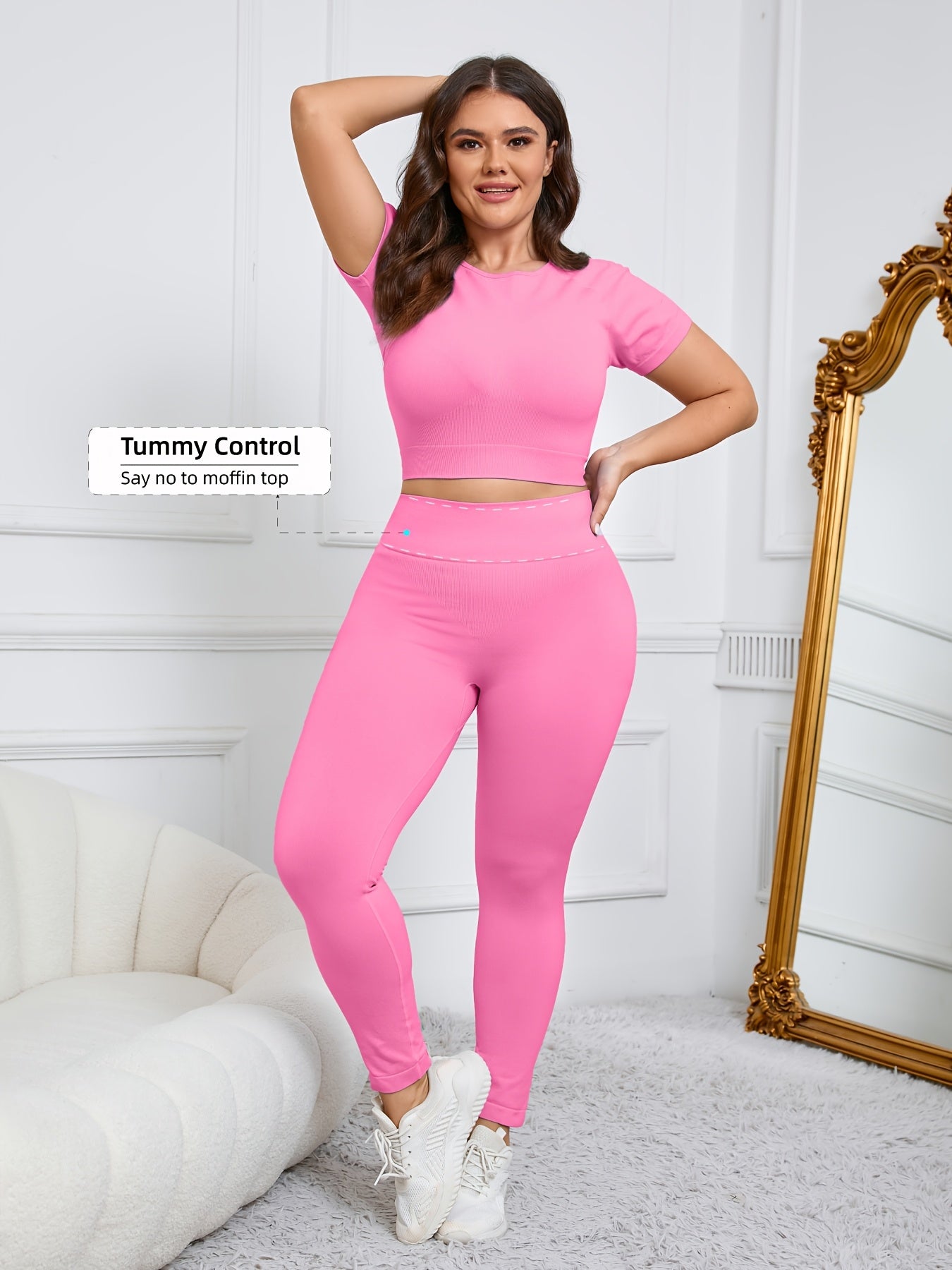 Women's Plus Size Seamless Nylon Yoga Set with Shorts and Leggings