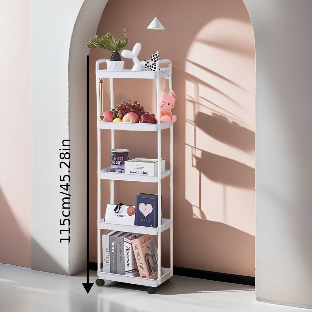 Rolling Plastic Utility Cart with Wheels, Multi-Tier Storage for Office Kitchen Living Room