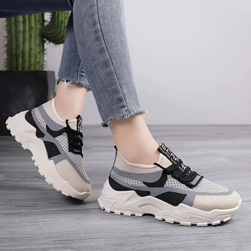 Women's Mesh Sneakers Lace-Up Fabric Upper TPR Sole Casual All-Season