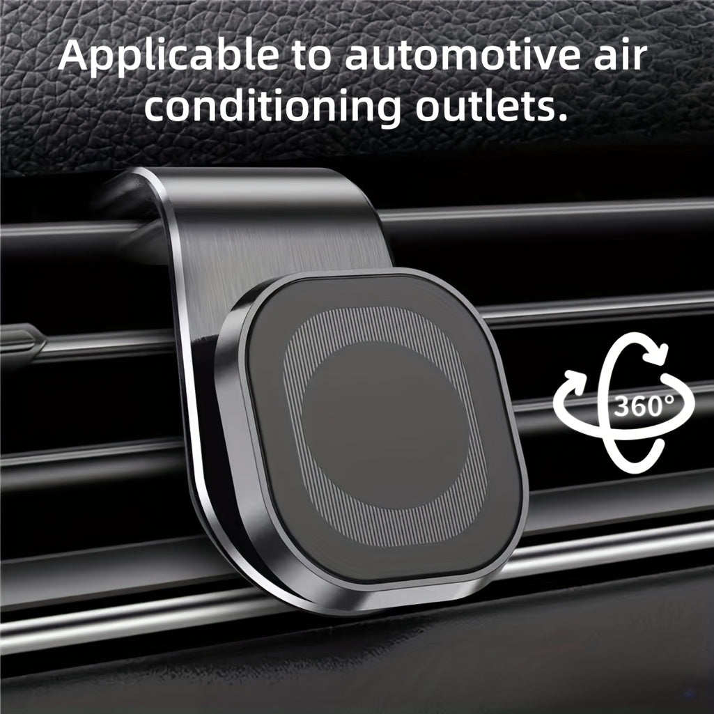 Universal Aluminum Alloy Magnetic Car Phone Holder L-Shaped Vent Mount Durable Anti-Shake